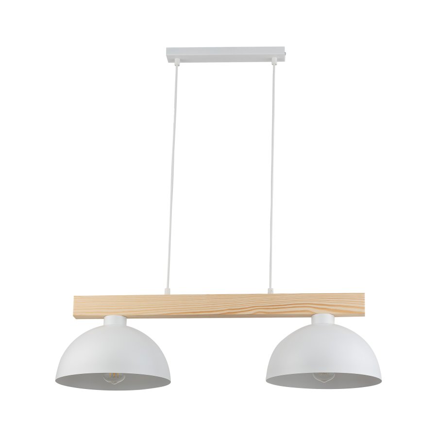 TK Oslo loftlampe, m. 2 skrme - hvid metal og tr