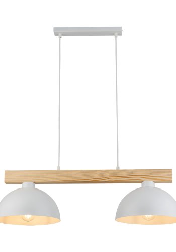 TK Oslo loftlampe, m. 2 skrme - hvid metal og tr