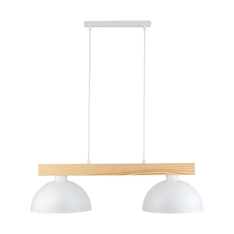TK Oslo loftlampe, m. 2 skrme - hvid metal og tr