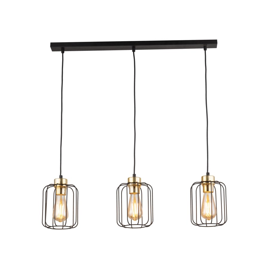 TK Galaxy loftlampe, m. 3 skrme - kobber og sort metal