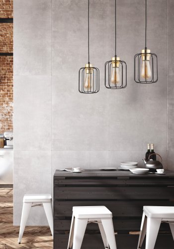 TK Galaxy loftlampe, m. 3 skrme - kobber og sort metal