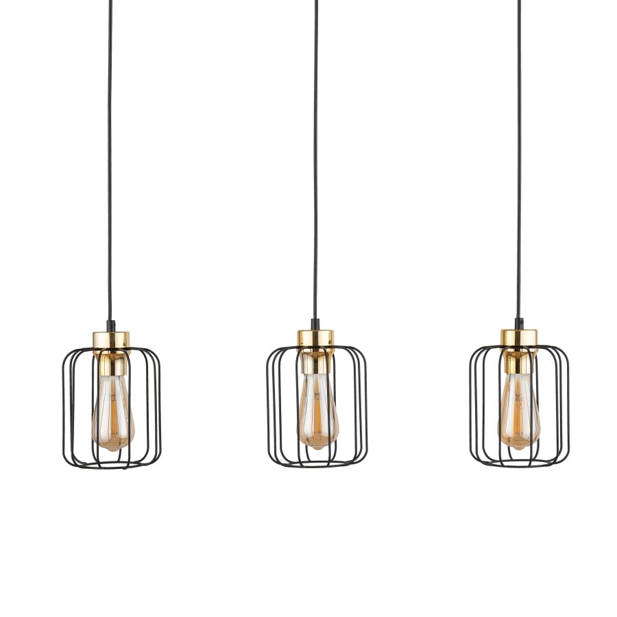 TK Galaxy loftlampe, m. 3 skrme - kobber og sort metal