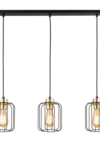 TK Galaxy loftlampe, m. 3 skrme - kobber og sort metal