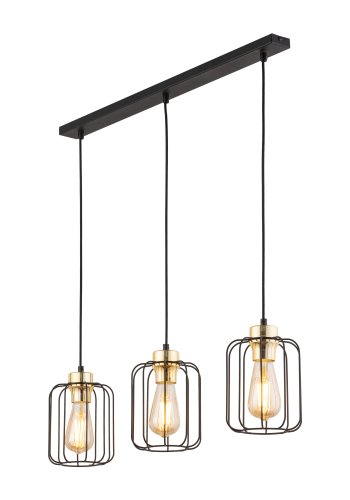 TK Galaxy loftlampe, m. 3 skrme - kobber og sort metal