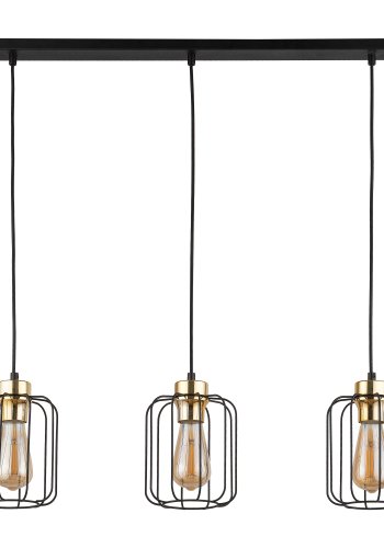 TK Galaxy loftlampe, m. 3 skrme - kobber og sort metal