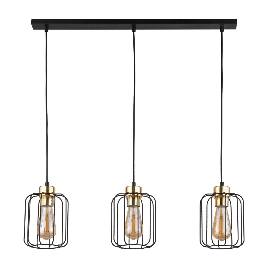 TK Galaxy loftlampe, m. 3 skrme - kobber og sort metal