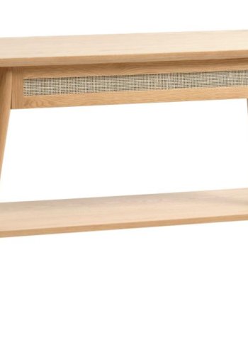 Barrali konsolbord, m. 1 hylde og 1 skuffe - natur rattan, egefinér og egetr (110x40)