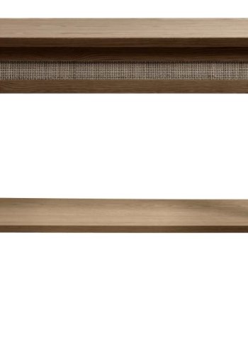 Barrali konsolbord, m. 1 hylde og 1 skuffe - rattan og rgfarvet egefinér/egetr (110x40)