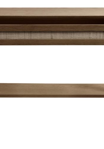 Barrali konsolbord, m. 1 hylde og 1 skuffe - rattan og rgfarvet egefinér/egetr (110x40)