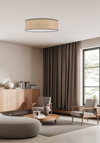 TK Liberia loftlampe 600 - natur flet og hvid metal