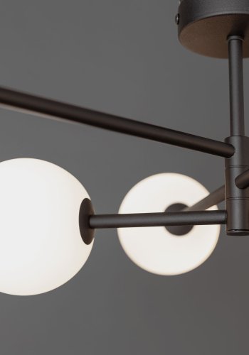 TK Sarius loftlampe, m. 6 skrme - hvid glas og sort metal