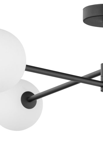 TK Sarius loftlampe, m. 4 skrme - hvid glas og sort metal