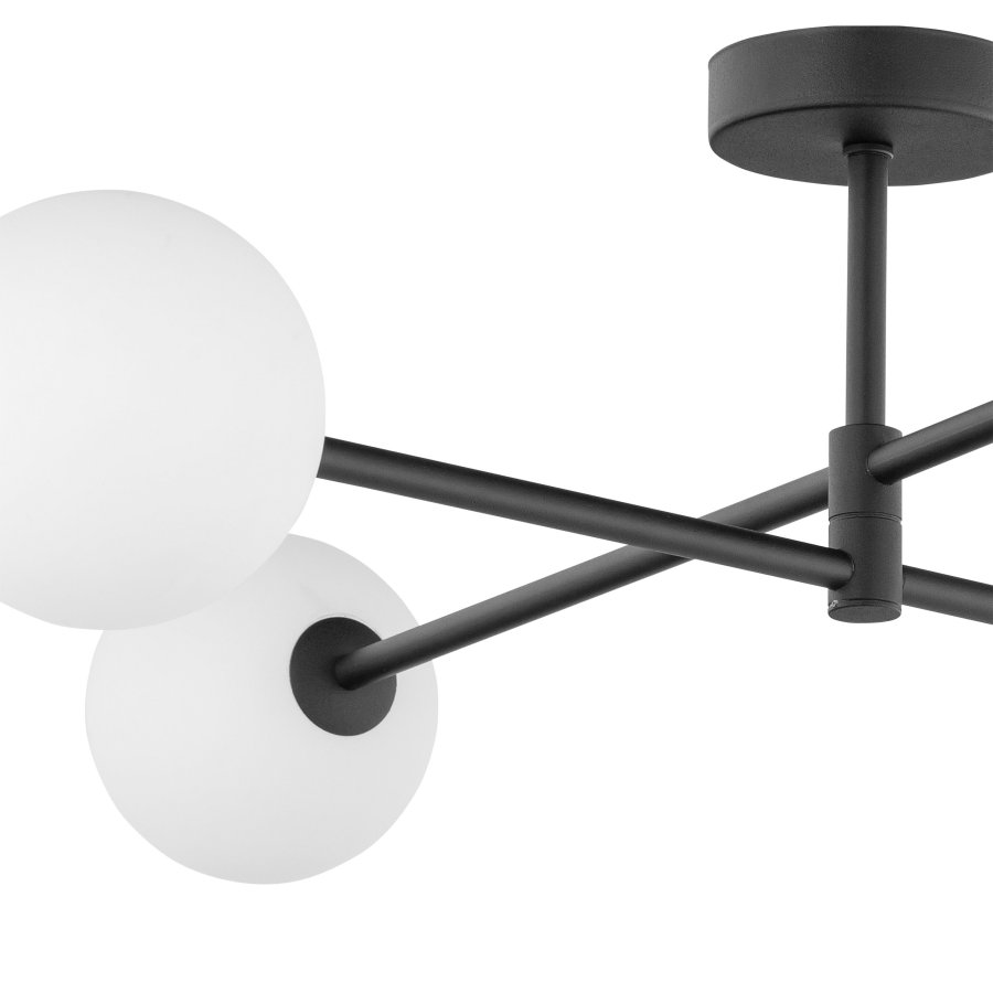 TK Sarius loftlampe, m. 4 skrme - hvid glas og sort metal