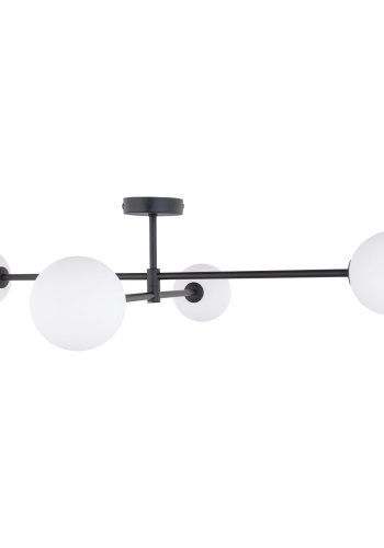 TK Sarius loftlampe, m. 4 skrme - hvid glas og sort metal