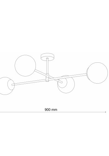 TK Sarius loftlampe, m. 4 skrme - hvid glas og guld metal