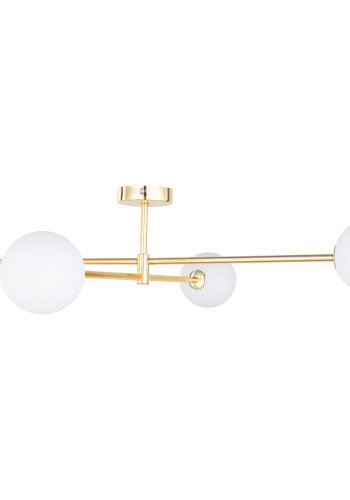 TK Sarius loftlampe, m. 4 skrme - hvid glas og guld metal