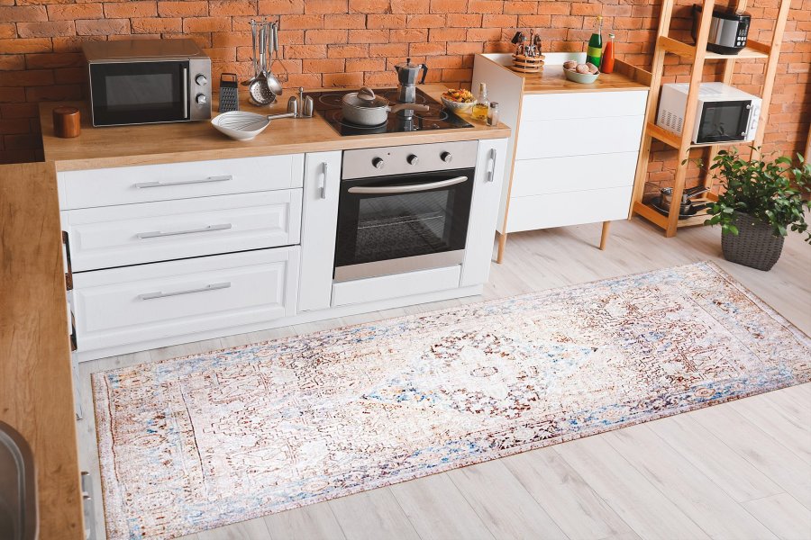 TEPPI Dorian Hall gulvtppe, m. mnster, rektangulr - multifarvet polyester (75x230)