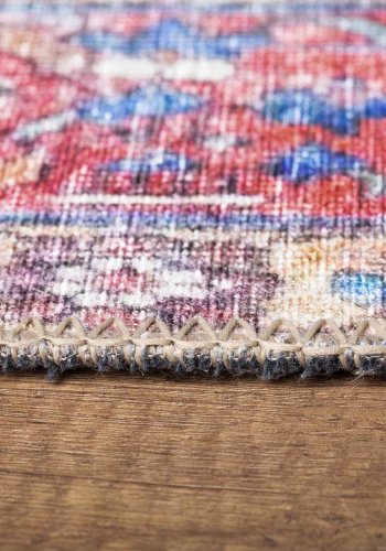 TEPPI Blues gulvtppe, m. mnster, rektangulr - multifarvet polyester (210x310)