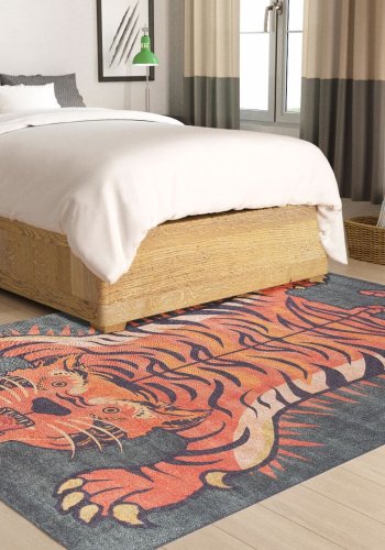 TEPPI Opus gulvtppe, m. mnster, rektangulr - multifarvet polyester (140x190)