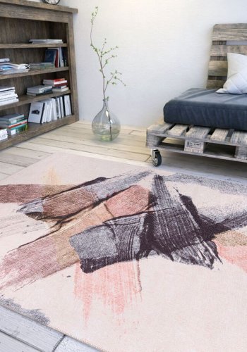 TEPPI Funk gulvtppe, m. mnster, rektangulr - multifarvet polyester (230x330)