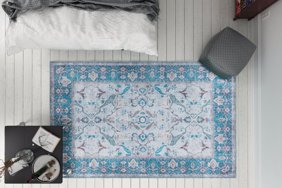 TEPPI Dorian Hall gulvtppe, m. mnster, rektangulr - multifarvet polyester (75x150)