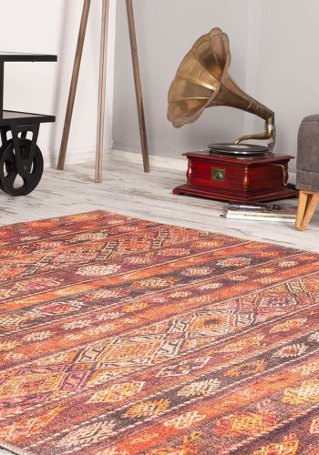 TEPPI Soul gulvtppe, m. mnster, rektangulr - multifarvet polyester (150x230)