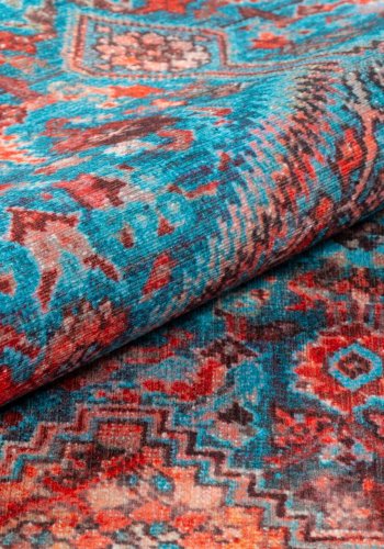 TEPPI Fusion gulvtppe, m. mnster, rektangulr - multifarvet polyester (210x310)