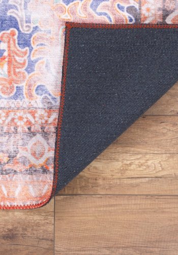 TEPPI Blues gulvtppe, m. mnster, rektangulr - multifarvet polyester (140x190)