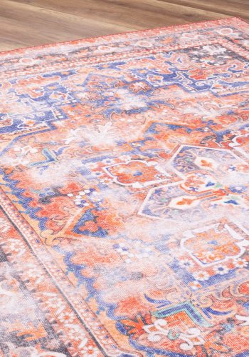 TEPPI Blues gulvtppe, m. mnster, rektangulr - multifarvet polyester (140x190)