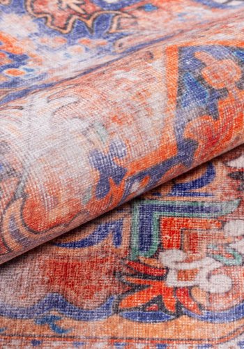 TEPPI Blues gulvtppe, m. mnster, rektangulr - multifarvet polyester (140x190)