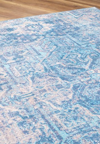 TEPPI Blues gulvtppe, m. mnster, rektangulr - multifarvet polyester (230x330)