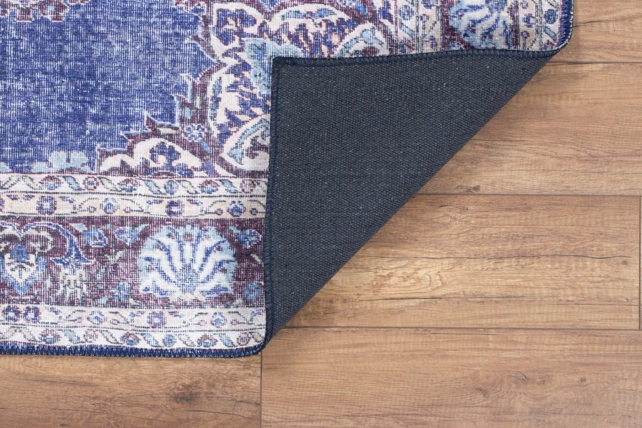 TEPPI Blues gulvtppe, m. mnster, rektangulr - multifarvet polyester (230x330)