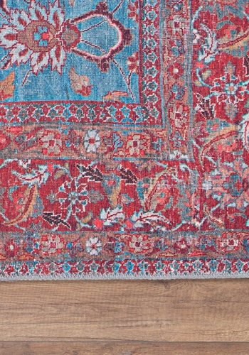 TEPPI Blues Hall gulvtppe, m. mnster, rektangulr - multifarvet polyester (75x150)