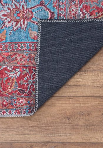 TEPPI Blues gulvtppe, m. mnster, rektangulr - multifarvet polyester (210x310)