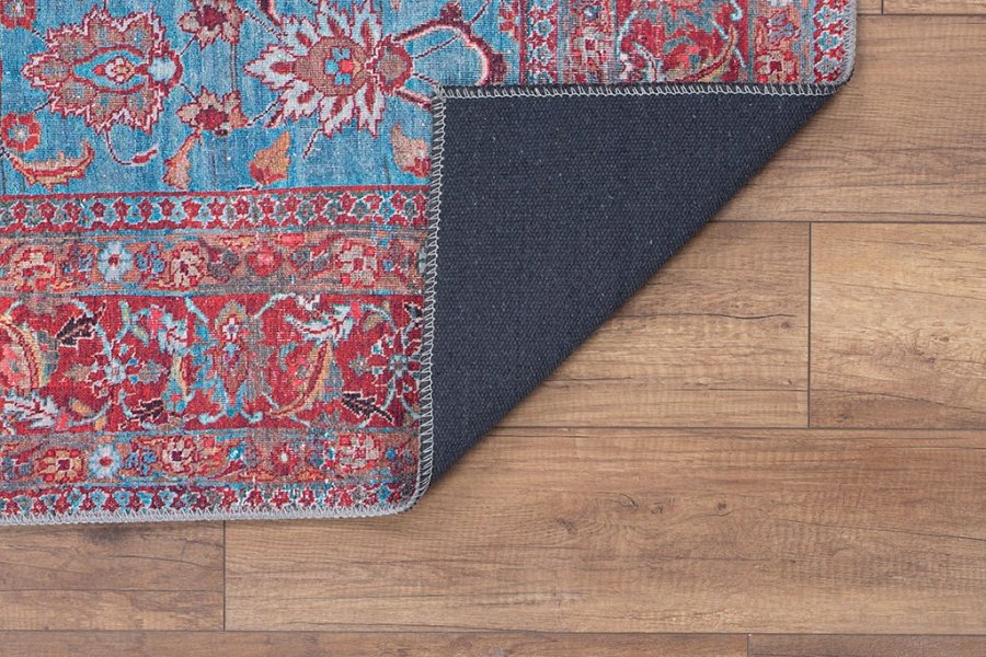 TEPPI Blues gulvtppe, m. mnster, rektangulr - multifarvet polyester (210x310)