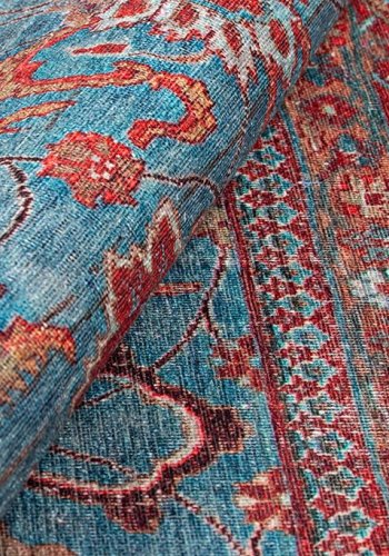 TEPPI Blues gulvtppe, m. mnster, rektangulr - multifarvet polyester (210x310)