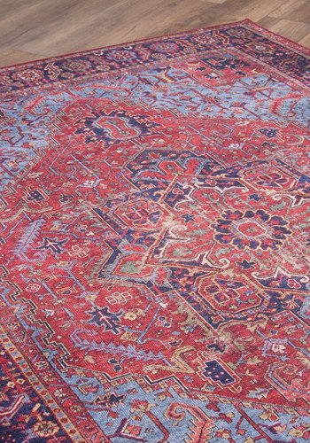 TEPPI Blues gulvtppe, m. mnster, rektangulr - multifarvet polyester (150x230)