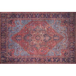 TEPPI Blues gulvtppe, m. mnster, rektangulr - multifarvet polyester (210x310)