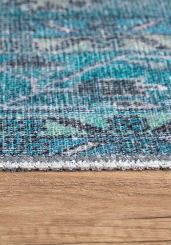 TEPPI Blues gulvtppe, m. mnster, rektangulr - multifarvet polyester (210x310)