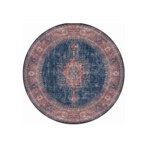 TEPPI Blues gulvtppe, m. mnster, rund - multifarvet polyester (150)