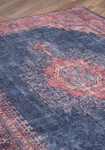 TEPPI Blues gulvtppe, m. mnster, rektangulr - multifarvet polyester (210x310)