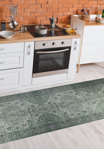 TEPPI Blues Hall gulvtppe, m. mnster, rektangulr - multifarvet polyester (75x230)