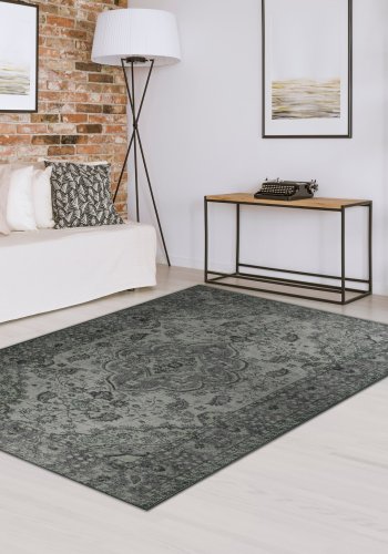 TEPPI Blues gulvtppe, m. mnster, rektangulr - multifarvet polyester (150x230)