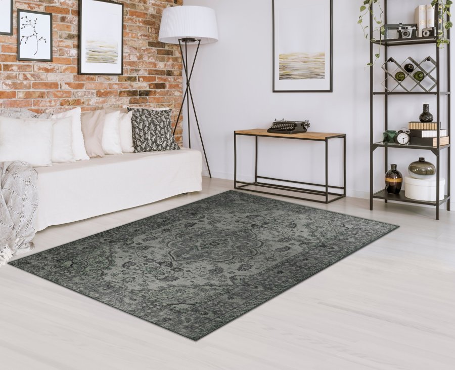 TEPPI Blues gulvtppe, m. mnster, rektangulr - multifarvet polyester (150x230)