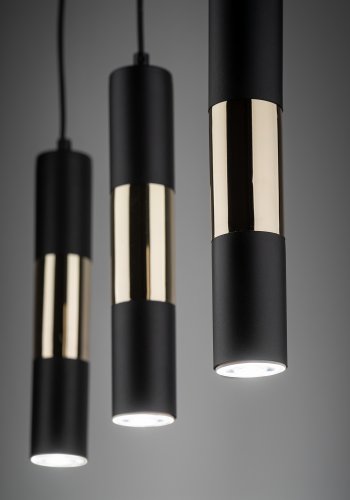 TK Vivien loftlampe, m. 3 skrme - guld og sort metal