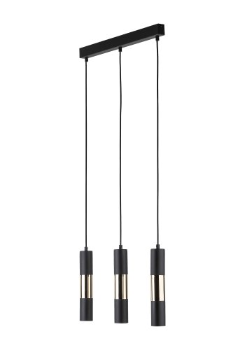 TK Vivien loftlampe, m. 3 skrme - guld og sort metal