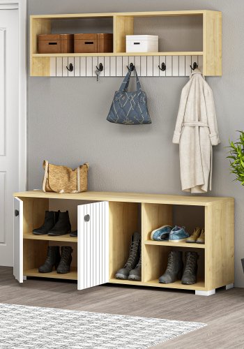 FUNZI LIVING Sarandon entrést, m. hattehylde og skoskab - hvid og safir melamin