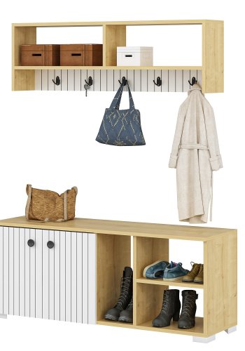 FUNZI LIVING Sarandon entrést, m. hattehylde og skoskab - hvid og safir melamin