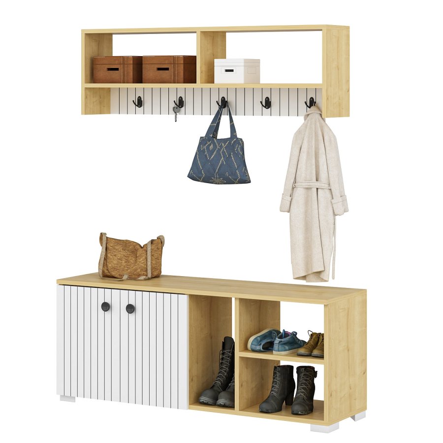 FUNZI LIVING Sarandon entrést, m. hattehylde og skoskab - hvid og safir melamin