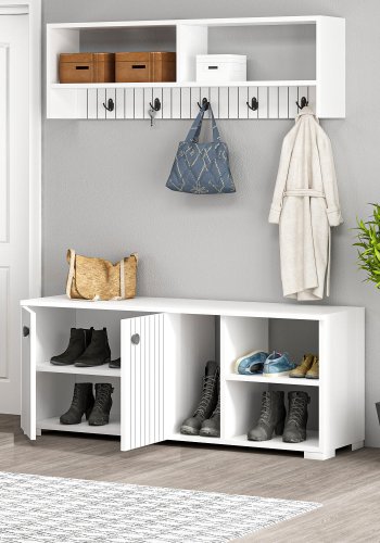 FUNZI LIVING Sarandon entrést, m. hattehylde og skoskab - hvid melamin